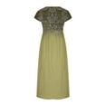 thumbnail image 5 of Meichang Robes en Lin pour Femmes 2024 Rétro à Imprimé Floral Coupe Ample Robes Midi Manches Courtes Col Rond Robes d'Été Décontractées Évasées Légères Confortables Longues Robes de Travail Jaune G, 5 of 5