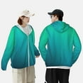 thumbnail image 4 of Fotbe Green Turquoise Teal Chaqueta con Protección Solar UPF 50+ para Hombre y Mujer, Camisa con Capucha y Bolsillos-3X-Large, 4 of 7