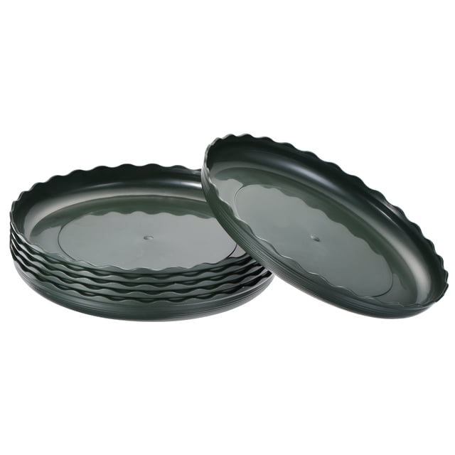 Unique Bargains 9' Plastic Wave Round Plant Pot Saucer Flower Drip Tray, Green 6 Pack