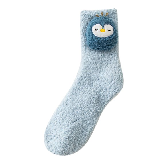 Yuanlong Womens Fuzzy Crew Socks Cute Cartoon Animal Coral Fleece Home Socks Fluffy Thick Fall Winter Sleep Socks