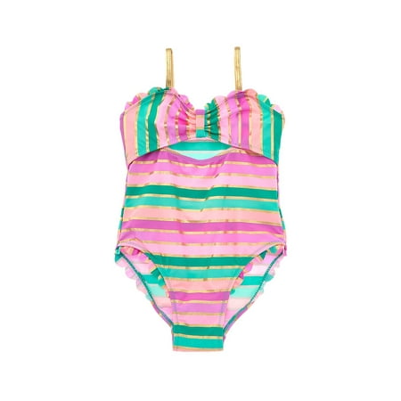 Flapdoodles girls Stripe Print Swimsuit, 6X