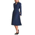 thumbnail image 4 of INSPIRE CHIC Women's Notch Lapel Wrap Neck Long Sleeve A-Line Midi Pleated Dress S Royal Blue, 4 of 4