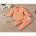 thumbnail image 2 of Newborn Baby Girl Boy Spring Fall Clothes Ribbed Cotton Solid Color Long Sleeve Romper Jumpsuit+Pants Outfits Set, 2 of 7