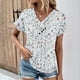 thumbnail image 1 of Fiudx Ofertas Flash Del Día Solo En Línea Top de Primavera/Verano de Manga Corta Informal de Moda con Cuello En V para Mujer, 1 of 4