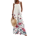 thumbnail image 2 of Women's Summer Overalls Jumpsuits Boho Sleeveless Wide Leg Romper with Pockets Pink 2XL, 2 of 5