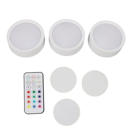 

2024 LED Puck Light with Remote Control 13 Colors Battery Powered Under Cabinet Lighting Wireless Closet Counter Light