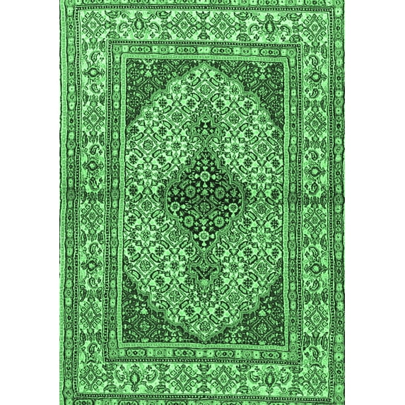 Ahgly Company Indoor Rectangle Persian Emerald Green Traditional Area Rugs, 2' x 5'