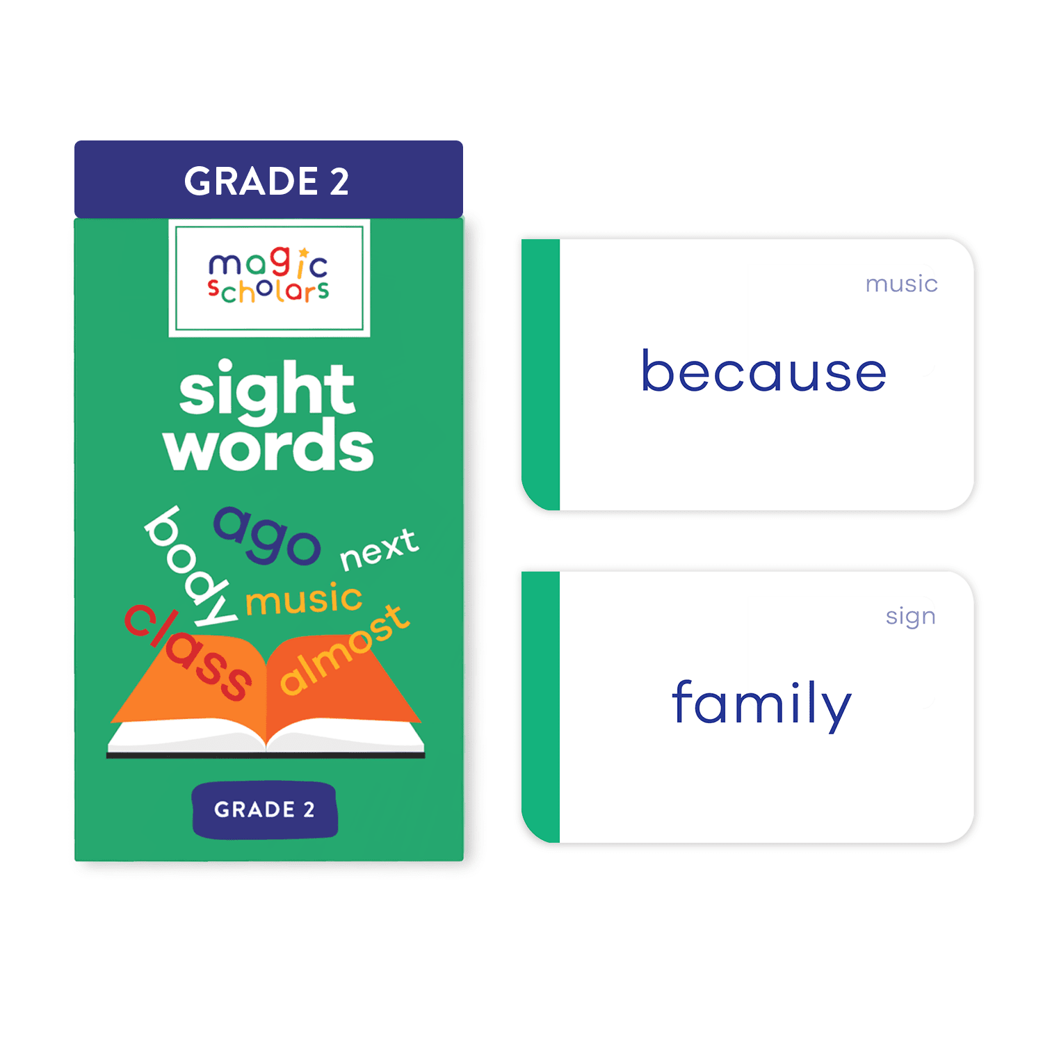 Magic Scholars Sight Words Flash Cards Pack Dolch Fry High Frequency Site Cards (Grade 2