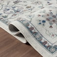 thumbnail image 4 of Laddha Home Designs 2.25' x 8.75' Floral Damask Area Throw Rug Runner - Cream and Blue, 4 of 7