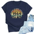 thumbnail image 2 of 60th Birthday Gift Shirts Vintage 1964 Shirt for Women Letter Print Retro Party Tops Short Sleeve Casual Tee, 2 of 5