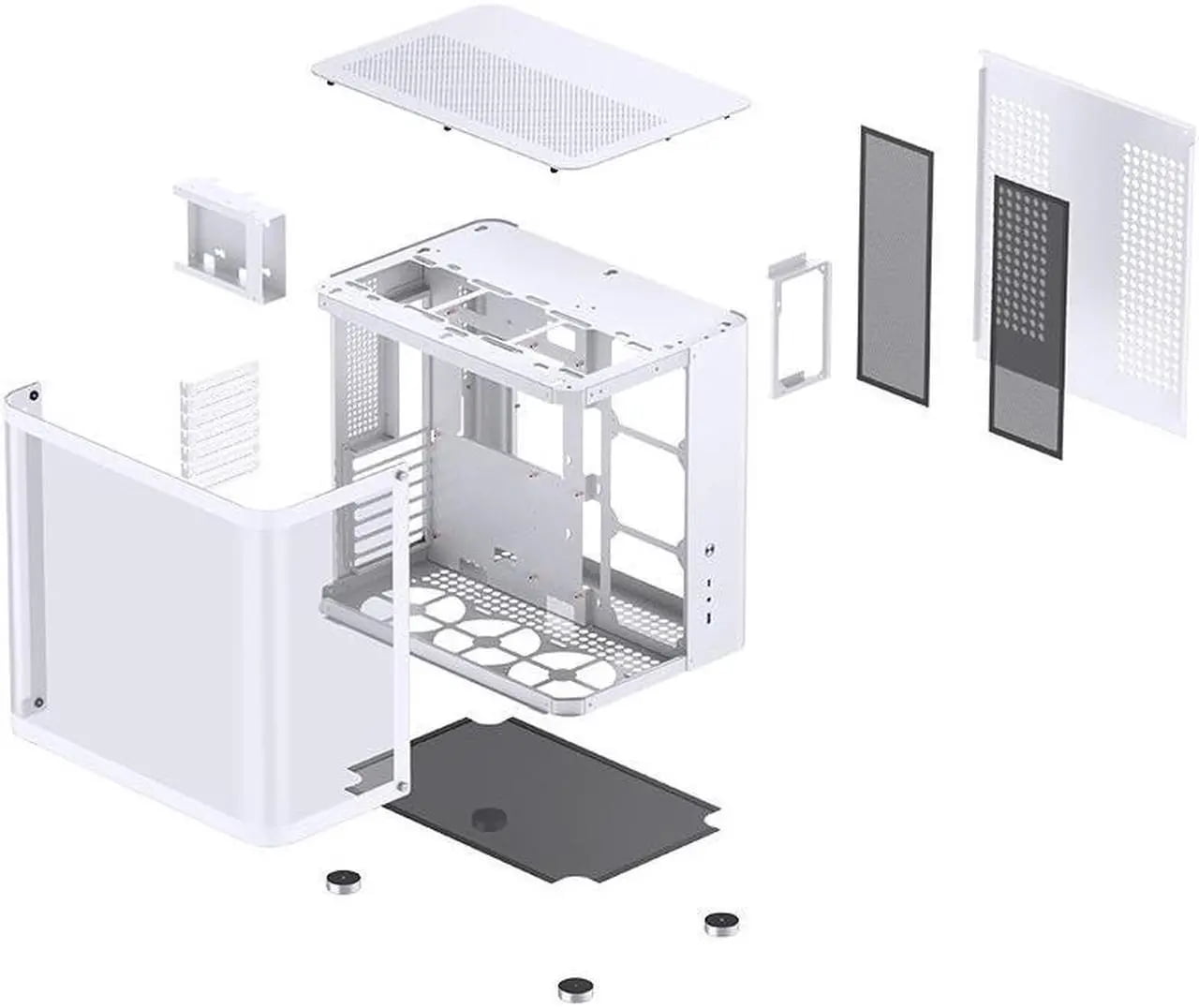 Giizhmy Dual-Chamber Gaming Computer Case with Liquid Cooling, White, 1 Count, 1 Pack