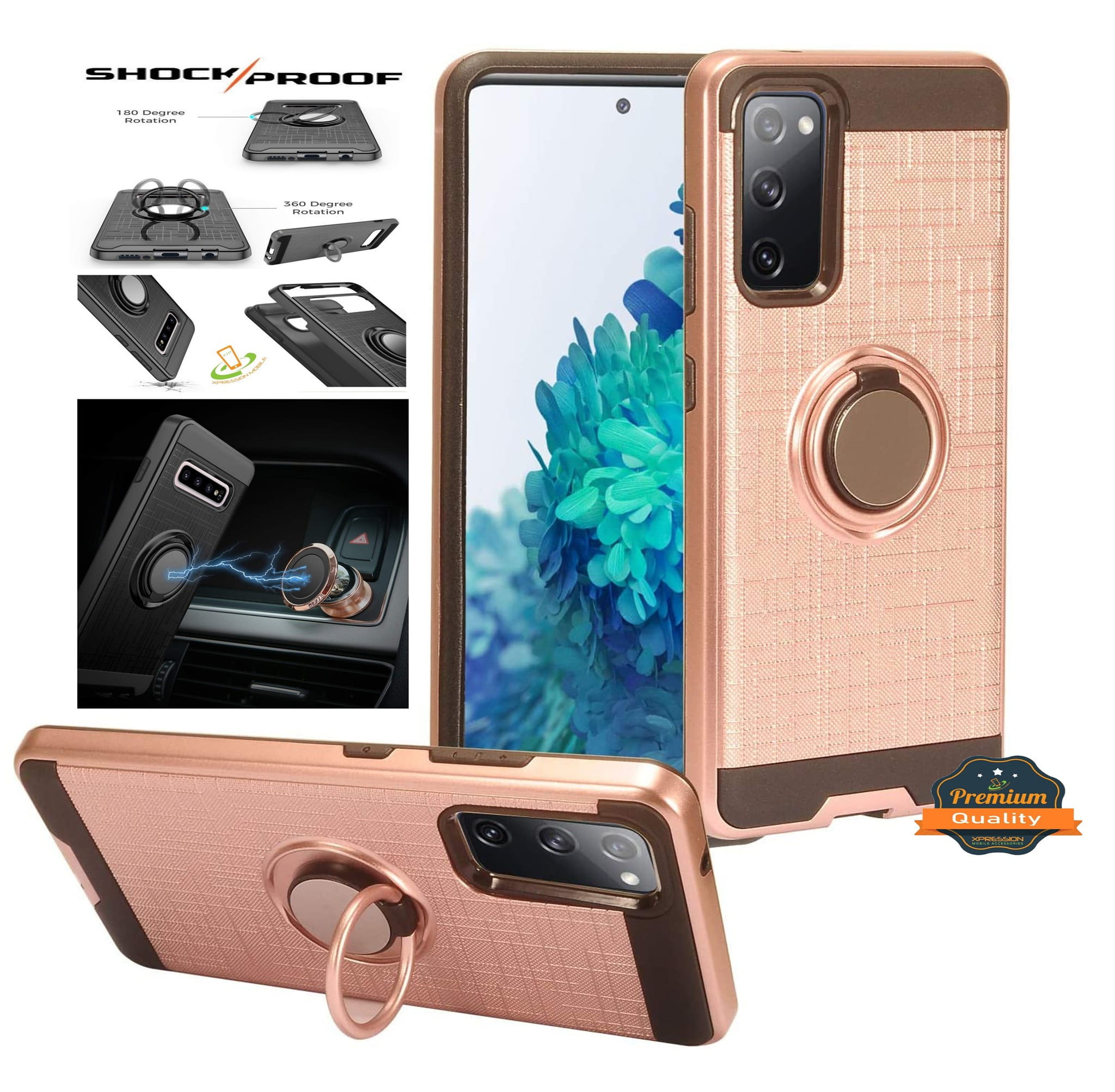 Case Motorola Moto One 5G, Moto G 5G Plus Hybrid Ring Armor Shockproof Dual Layers Rugged 2 in 1 Holder with Ring Stand Cover by Xcell - Rose Gold - Walmart.com