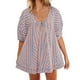 thumbnail image 1 of Trajes de Mujer Casual Moda Impresión Cuello Redondo Cordón Vendaje Manga Corta Bolsillos Traje de Juego, 1 of 5