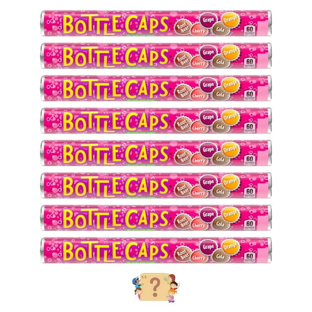 Wonka Bottle Caps Candy, 1.77 oz Rolls, Root Beer, Cola, Cherry, Grape