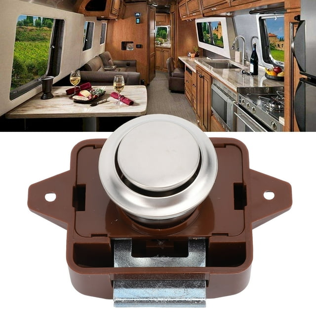 Drawer Door Push Button Lock Latch Keyless Cupboard Push Button Latch for RV Yacht Motorhome Caravan, Suitable for RV, Yachts, Motorhome, Campervan, Caravan