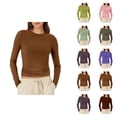 thumbnail image 1 of Hauts à Manches Longues pour Femmes 2026 Printemps à la Mode Y2k T-Shirt Court Col Rond Ajusté, 1 of 2