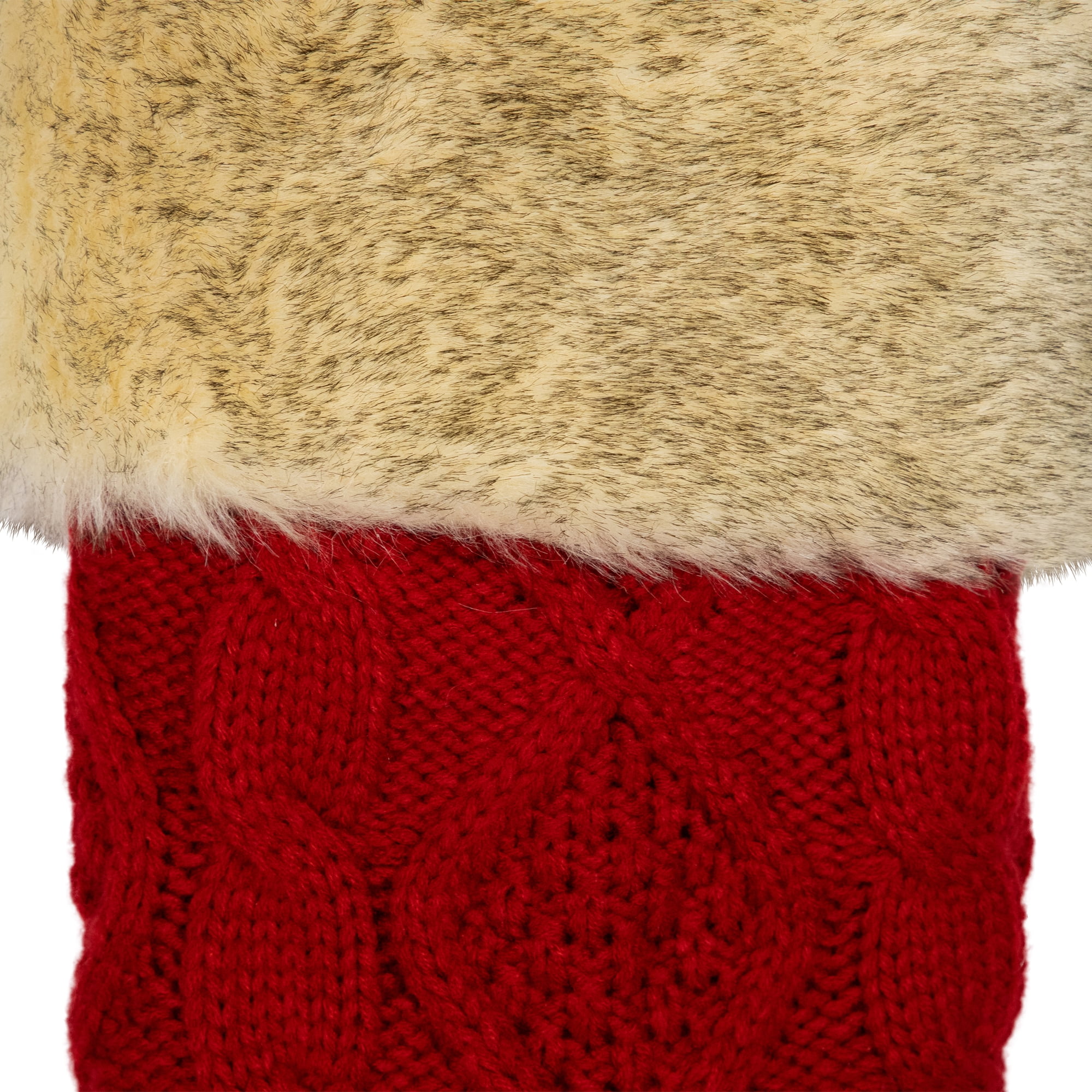 Northlight Cable Knit Christmas Stocking - 20.5" - Red and Beige