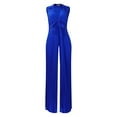 thumbnail image 3 of Women's Fashion Casual V Neck Sleeveless Lapel Jumpsuit - Loose Pleated Wide Leg, Polyester, for All Seasons - S-XXL Sizes, 3 of 8