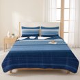 thumbnail image 3 of Full Quilt Set 78''x90'', Blue Ombre Stripe Lightweight Bedspread Coverlet Set with 2 Pillow Shams, Farmhouse Striped Modern Abstract Art Breathable All Season Quilt Bedding for Bedroom/Guest Room, 3 of 9