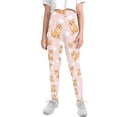 thumbnail image 2 of COEQINE Ginger Cat Heart Pink Girls Yoga Leggings High Waist Sport Pants Buttery Soft Stretch Running Leggings, for 12-13 Years Kids Girls, 2 of 7