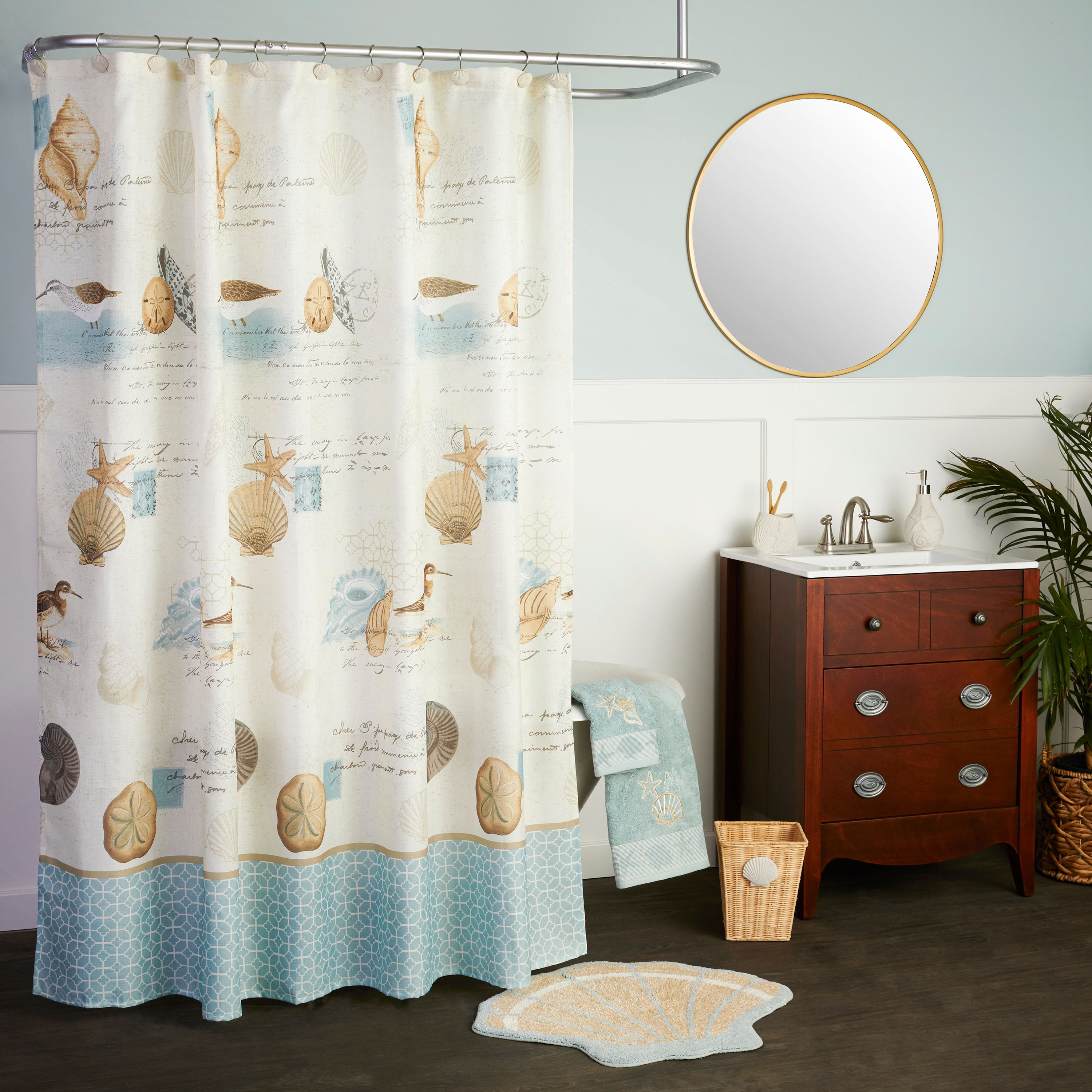 72x72'' Collage Of Photos Marine Life Waterproof Fabric Bathroom Shower Curtain 
