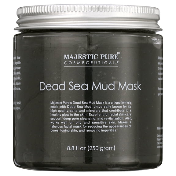 Majestic Pure Dead Sea Mud Mask for Face and Body - Natural Skin Care for Women and Men - Best Facial Cleansing Clay for Blackhead, Whitehead, Acne and Pores - 8.8 fl oz