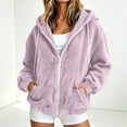 thumbnail image 2 of PRINxy Women's Cozy Sherpa Long Sleeve Hooded Full Zip Jacket with Drawstring and Side Pockets for Fall Winter Casual Purple XL, 2 of 7