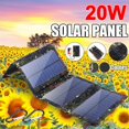 thumbnail image 3 of Paneles solares Cargador solar plegable monocristalino premium de 20 vatios compatible con generadores solares, teléfonos, tabletas, para actividades al aire libre, 3 of 5