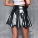 thumbnail image 5 of TaTaai Women Solid Color Shiny High Waist Mini Skirt Stretchy Fabric Soft Machine Washable No Fading Versatile Daily Party Street Casual Wear Above Knee Skirt Gift, 5 of 5