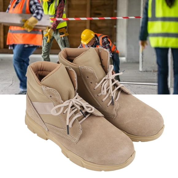 Smash Proof Steel Toe Puncture Steel Sole with Non Slip Texture Suede Leather Upper, Casual Appearance for Men Work Boot