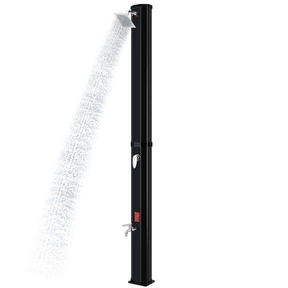 Pirecart 7.4ft 10.6 Gallon Solar Heated Shower, 2-Section Outdoor shower with Protective Cover for Backyard Poolside Pool Spa