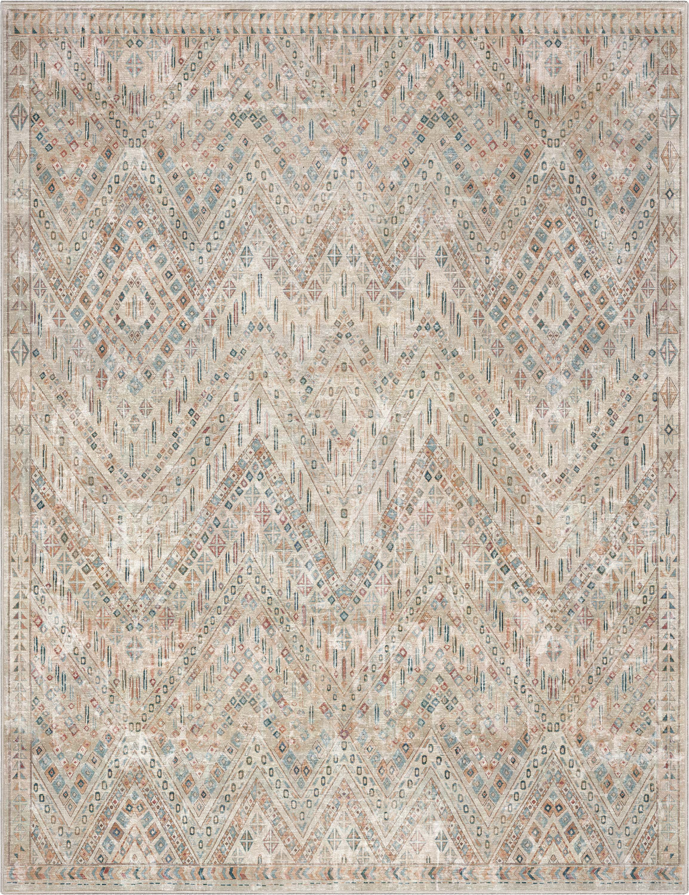 Well Woven Asha Anya Vintage Tribal Ivory 7'7" x 9'10" Machine Washable Area Rug