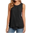thumbnail image 3 of VBVC Women's Cotton-Linen Layered Hem Tank Top , Ladies' Sleeveless Crew Neck Casual Blouse , Summer Flowy Loose Tunic Top For Women,Black,S-2XL, 3 of 7