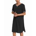 thumbnail image 4 of Ekouaer Mens Nightshirt Long Kaftan Nightgown Short Sleeve Sleepwear, 4 of 6