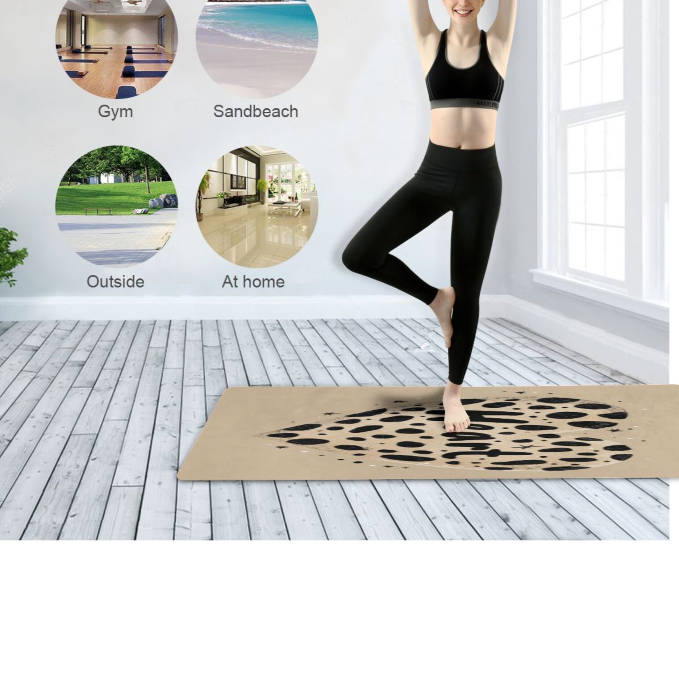 BZSMCE Yoga Mat Women Fitness Mat Star Leopard Heart Pattern