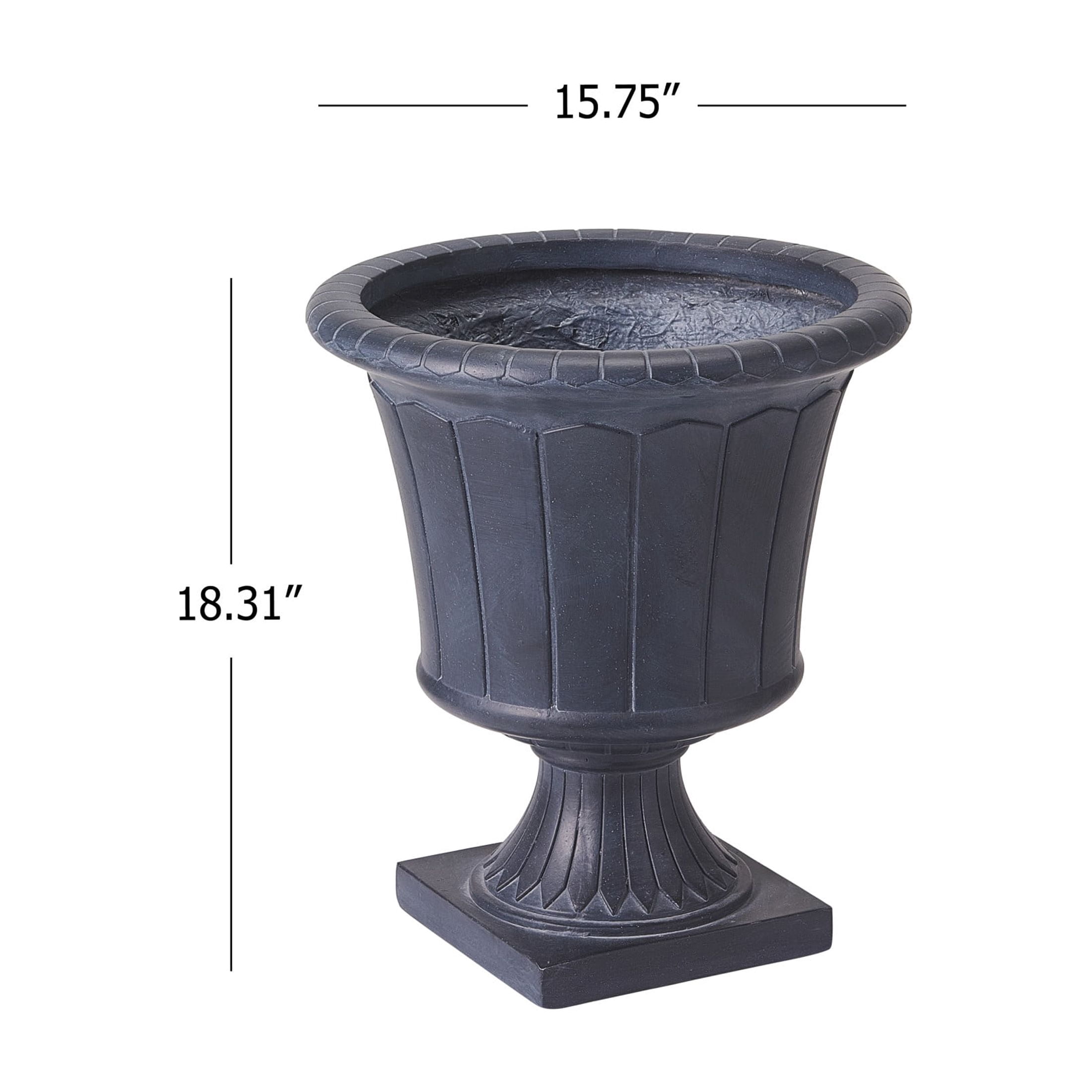 Christopher Knight Home 18.3"H Vintage MGO Outdoor Planter with Square Base for Patio, Antique Black