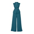 thumbnail image 2 of Bosfbaoi Two Piece Sets for Women Sleeveless Blazer Vest and High Waist Wide Leg Pants Formal Work Office Womens Summer Outfits, 2 of 7