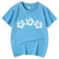 thumbnail image 3 of Hienoo Big Girl's T Shirt Flower Print Short Sleeved Round Neck T-Shirt Kids Casual Tee, 3 of 4