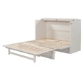 thumbnail image 4 of Queen Size Murphy Bed, Murphy Bed Cabinet with USB Ports, Wood Queen Size Bed Frame with Large Drawers, Space-Saving Murphy Bed for Living Room & Bedroom, White, 4 of 9