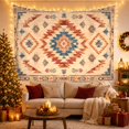 thumbnail image 3 of Geometric Diamond Motif on Weathered Cream Background, Calming Rustic for Boho Decor Lovers, Southwestern Symmetrical Wall Art, Housewarming Gift Tapestry Wall Hanging for Bedroom and Living Room, 3 of 7