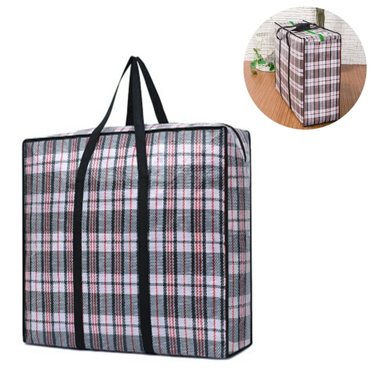 Large Strong and Durable Jumbo Bags with Zipper Handles Checkered, Reusable Store Zip Bag for Laundry/Shopping/Moving/Storage, Adult Unisex, Size: 50