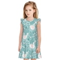 thumbnail image 1 of Fotbe Swan And Flowers4 Vestido de Dormir para Niñas de 3 a 10 Años, Mangas Cortas, Estilo Princesa, Pijama Camisón con Mangas Voladas-X-Large, 1 of 6