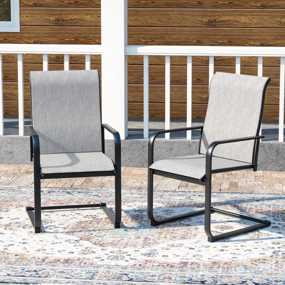 Anmutig Patio Dining Chairs, All Weather Outdoor Chairs Set of 2, Gray