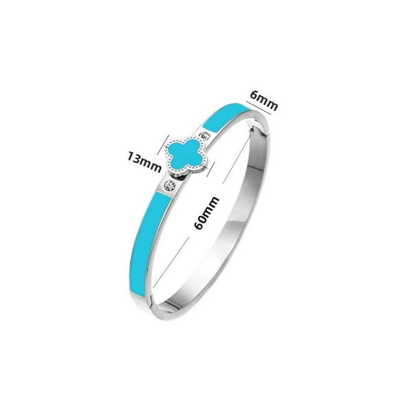 Fashion Unisex Stainless Steel Bracelet, 18K Gold Plated Four-Leaf Clover Open Bangle, Available in 22 Colors, Couples' Jewelry, Hypoallergenic, Ideal for Birthday, Anniversary, Valentine's Day Gifts