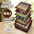 Board Game Set Deluxe 15 in 1 Wood Tabletop Games with Storage