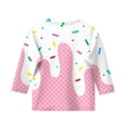 thumbnail image 4 of Drmagiyhm Girls Shirts Size 10-12 Cute Crewneck Shirt Ice Cream Graphic T-Shirt Casual Stylish Girl Beach 3/4 Sleeve Tees Pink 4-5 Years, 4 of 5