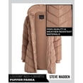 thumbnail image 3 of Chaqueta de abrigo Steve Madden, larga, con forma de V, acolchada, color canela, 3 of 7
