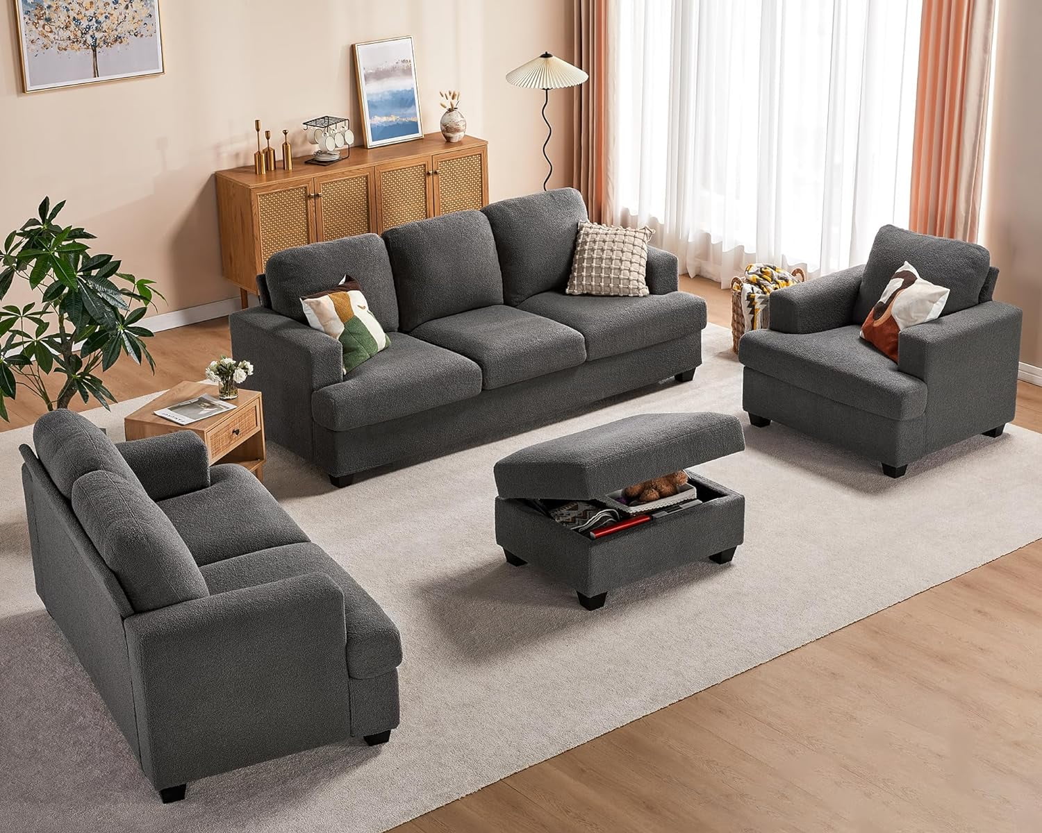 Merluxy Sofa, 89 inch 3 Seater Modern Couches, Wide Comfy Couches for Living Room(Chenille, Grey) Merluxy Sofa, 89 inch 3 Seater Modern Couches, Wide Comfy Couches for Living Room(Chenille, Grey)