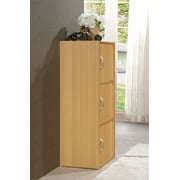 Hodedah 3-Shelf, 3-Door Multi-Purpose Bookcase Cabinet, Beech