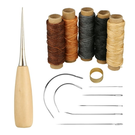 12Pcs Leather Hand Sewing Craft Tools with Sewing Needles, Waxed Thread for Leather Canvas